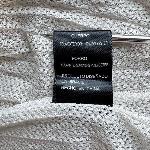 VINTAGE Ellus Perforated Moto Jacket S Off White Crinkled Vegan Suede Casual Y2K - Picture 8 of 15